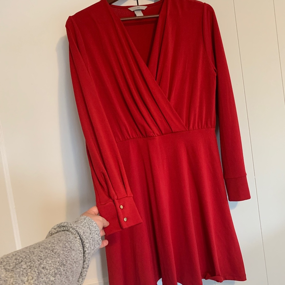 HM red skater wrap dress